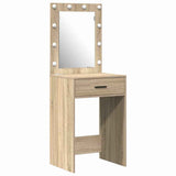 Dressing Table with Mirror Lights 3 pcs Brown Engineered wood 3334220