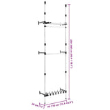 Telescopic Wardrobe System with Rods and Shelf Aluminium 321114