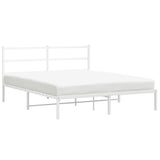 Metal Bed Frame without Mattress with Headboard White 150x200cm 355416