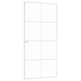 Interior Door White 93x201.5 cm Tempered Glass&Aluminium Slim 153672