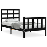 Bed Frame without Mattress Black Small Single Solid Wood Pine 3192065