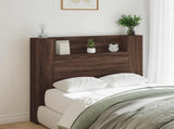 Storage Headboard with LED Brown Oak Engineered Wood 3418654