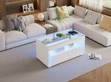 High Gloss Coffee with Open Storage, LED lights, Centre with glass tabletop, Sofa Side N605P368345W