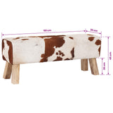 Bench 110 x 30 x 45 cm Real Leather Brown and White 42042114
