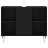 ZNTS 3 Piece Bathroom Furniture Set Black Engineered Wood 3190300