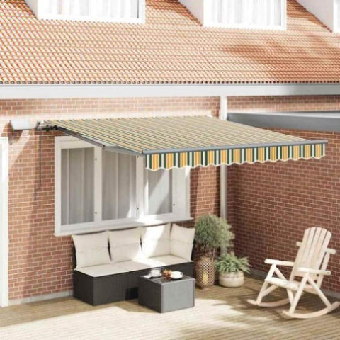 Retractable Awning Manual Green and yellow 350 x 250 cm Fabric 3330452