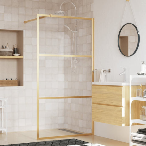 Walk-in Shower Wall with Clear ESG Glass Gold 115x195 cm 154941