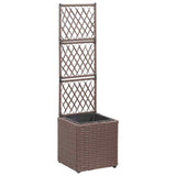 46936 Trellis Raised Bed with 1 Pot 30x30x107 cm Poly Rattan Brown