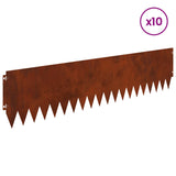Lawn Edging 10 pcs 103 x 25 cm Steel Rusty 8008502