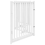 Dog Gate with Door Foldable 4 Panels White 320 cm Solid Wood Fir 352283