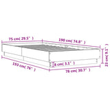 Bed Frame without Mattress Sonoma Oak 75x190 cm Small Single Engineered Wood 839639