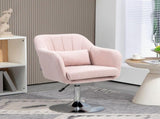 Swivel Linen Fabric Accent Chair for Living Room Contemporary Vanity Armchair with Adjustable Height T3398P342265