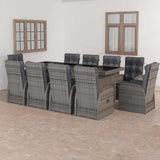 11 Piece Garden Dining Set with Cushions Grey Poly Rattan 3095255