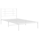 Metal Bed Frame without Mattress with Headboard White 100x200cm 355605