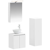 Bathroom Furniture Set 4 pcs White Engineered Wood and Glass 3407407
