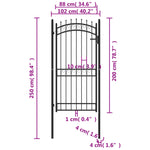 ZNTS Fence Gate with Spikes Steel 100x200 cm Black 146382