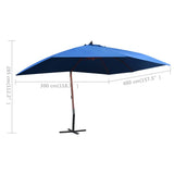 Garden Parasol Blue Polyester, Bamboo, Firwood 400x300 cm 47123