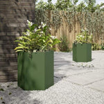 ZNTS Garden Planter 2 pcs Olive Green Hexagon 46x40x45 cm Steel 851115