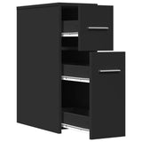 Narrow Bathroom Cupboard with Wheels Black Engineered Wood 855278