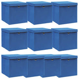Storage Boxes with Lids 10 pcs Blue 32x32x32 cm Fabric 288340