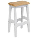 High Bar Stool EKAI 2 pcs White 40 x 29 x 63 cm Solid Pine Wood 42037016