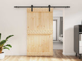 Sliding Door Natural and Black 85 x 210 cm Solid Pine Wood 3444898