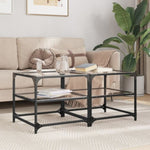 ZNTS Coffee Tables with Transparent Glass Top 2 pcs 50x50x45 cm Steel 846007