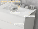 600mm Bathroom Vanity Unit with Basin and Single Tap Hole, High Gloss White Floor Standing Bathroom T3398P378068