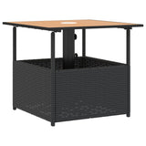 Garden Table with Parasol Hole Black 55x55x46.5 cm Poly Rattan 364117