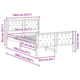 Bed Frame with Headboard Black 135 x 190 cm Solid Pine Wood 878411