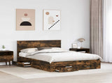 Bed Frame with Drawer Smoked Oak 150 x 200 cm Engineered Wood 3408251