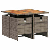 5 Piece Garden Dining Set with Cushions Grey Poly Rattan 3210542