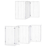 Dog Gate with Door Foldable 15 Panels White 750 cm Poplar Wood 3155540