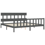 Bed Frame without Mattress Grey 200x200 cm Solid Wood Pine 3193358