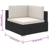 Patio Furniture Black Poly Rattan Large Removable Covers 41269