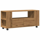 TV Cabinet with Wheels Artisan Oak 102x34.5x43 cm Engineered Wood 855991
