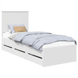 Bed Frame with Drawer White 75 x 190 cm Engineer Wood 3411166