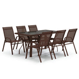 7 Piece Garden Dining Set Brown and Black 3095989