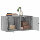 Wall Cabinet with Glass Doors Grey Sonoma 68.5x37x35 cm 836507