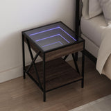 Bedside Table with Infinity LED Brown Oak 40x40x49 cm 3284100