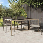 Garden Table Beige 190x90x75 cm Tempered Glass and Poly Rattan 316717