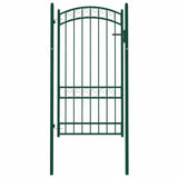 Fence Gate "EMMEN" with Arched Top Steel 100x123,5 cm Green 146366