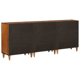 Sideboard 3 pcs Walnut 60 x 33.5 x 75 cm Solid Mango Wood 3310089