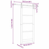 Sliding Door ORKDAL White 83 x 202 cm Solid Pine Wood and Glass 3331942
