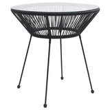 Garden Dining Table Black 70x74 cm Rattan and Glass 312165