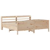 ZNTS Bed Frame without Mattress 200x200 cm Solid Wood Pine 3306954