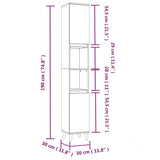 Bathroom Cabinet Smoked Oak 30x30x190 cm Engineered Wood 819793