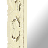 Hand Carved Mirror White 80x50 cm Solid Mango Wood 321642