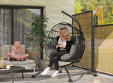 Hanging Egg Chair Outdoor Indoor Swing Chair with Folding Basket and Thickened Cushion, T3398P314152