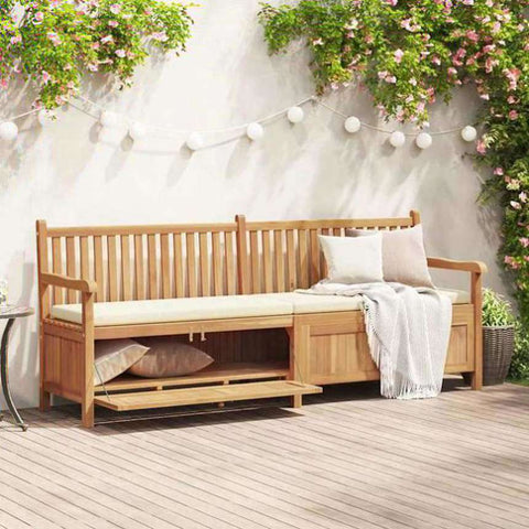 Garden Storage Bench Brown 228 x 60 x 90 cm Solid teak wood 42001962